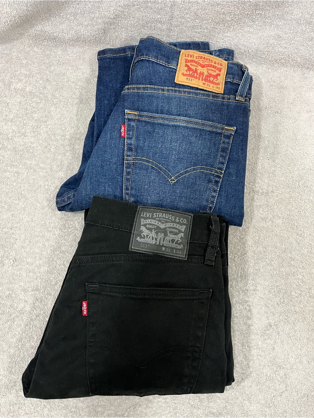 Levis 513 Slim Straight Jeans Mens 31x32 Lot Of 2 Denim Pants Black / medium Was